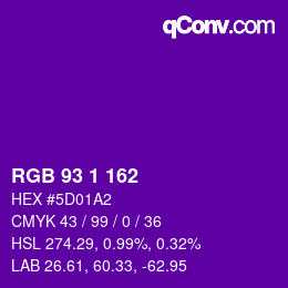 颜色代码: RGB 93 1 162 | qconv.com