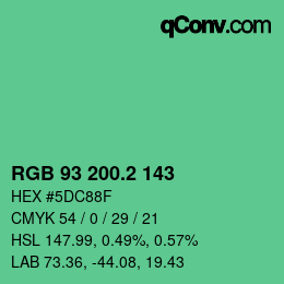 カラーコード: RGB 93 200.2 143 | qconv.com