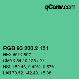 カラーコード: RGB 93 200.2 151 | qconv.com