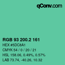 カラーコード: RGB 93 200.2 161 | qconv.com