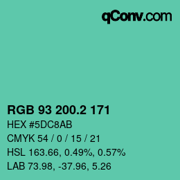 カラーコード: RGB 93 200.2 171 | qconv.com