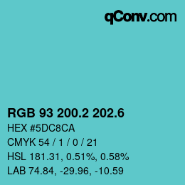 カラーコード: RGB 93 200.2 202.6 | qconv.com