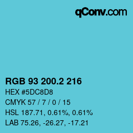 カラーコード: RGB 93 200.2 216 | qconv.com