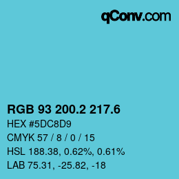 カラーコード: RGB 93 200.2 217.6 | qconv.com