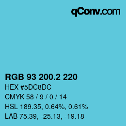 カラーコード: RGB 93 200.2 220 | qconv.com