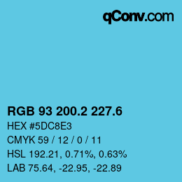 カラーコード: RGB 93 200.2 227.6 | qconv.com