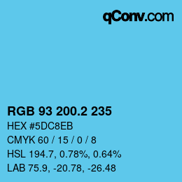 カラーコード: RGB 93 200.2 235 | qconv.com