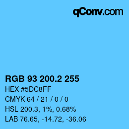 カラーコード: RGB 93 200.2 255 | qconv.com
