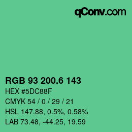 カラーコード: RGB 93 200.6 143 | qconv.com