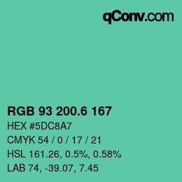カラーコード: RGB 93 200.6 167 | qconv.com