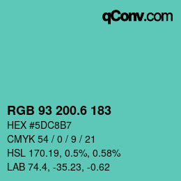 カラーコード: RGB 93 200.6 183 | qconv.com