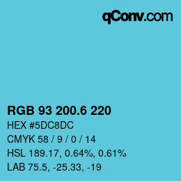 カラーコード: RGB 93 200.6 220 | qconv.com