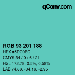 Color code: RGB 93 201 188 | qconv.com