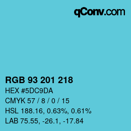 Color code: RGB 93 201 218 | qconv.com