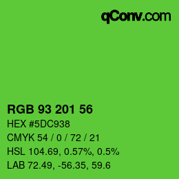 カラーコード: RGB 93 201 56 | qconv.com