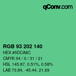 Color code: RGB 93 202 140 | qconv.com