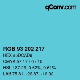 颜色代码: RGB 93 202 217 | qconv.com