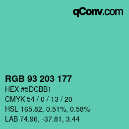 颜色代码: RGB 93 203 177 | qconv.com