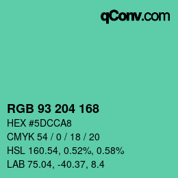 Color code: RGB 93 204 168 | qconv.com