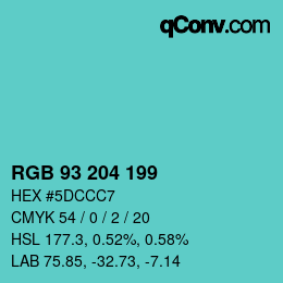 Color code: RGB 93 204 199 | qconv.com