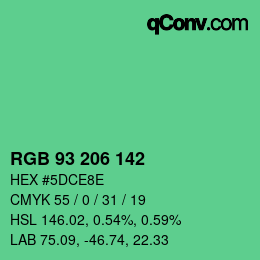 カラーコード: RGB 93 206 142 | qconv.com