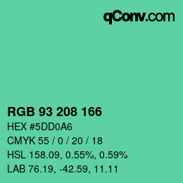 颜色代码: RGB 93 208 166 | qconv.com