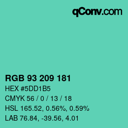 Color code: RGB 93 209 181 | qconv.com