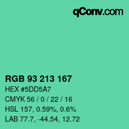 Color code: RGB 93 213 167 | qconv.com