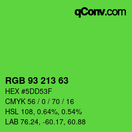 颜色代码: RGB 93 213 63 | qconv.com