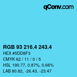 カラーコード: RGB 93 216.4 243.4 | qconv.com