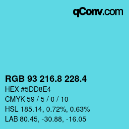 カラーコード: RGB 93 216.8 228.4 | qconv.com