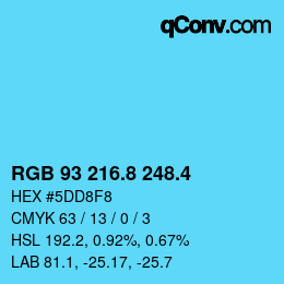 カラーコード: RGB 93 216.8 248.4 | qconv.com