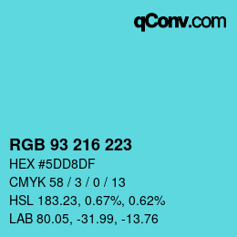 Código de color: RGB 93 216 223 | qconv.com