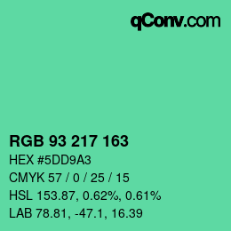 Color code: RGB 93 217 163 | qconv.com