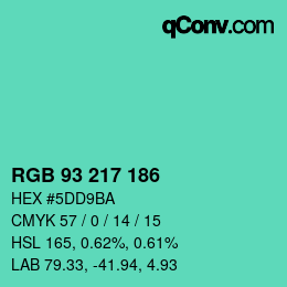 カラーコード: RGB 93 217 186 | qconv.com