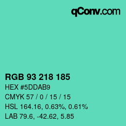 颜色代码: RGB 93 218 185 | qconv.com