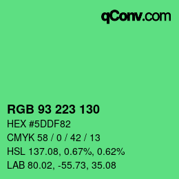 Color code: RGB 93 223 130 | qconv.com