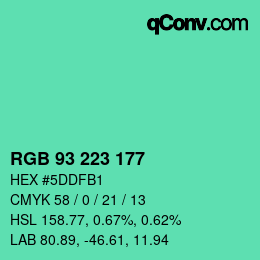 颜色代码: RGB 93 223 177 | qconv.com
