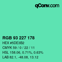 Color code: RGB 93 227 178 | qconv.com