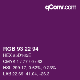 Color code: RGB 93 22 94 | qconv.com