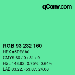 Color code: RGB 93 232 160 | qconv.com