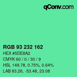 Color code: RGB 93 232 162 | qconv.com