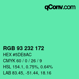 Color code: RGB 93 232 172 | qconv.com