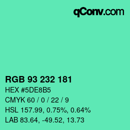 Color code: RGB 93 232 181 | qconv.com