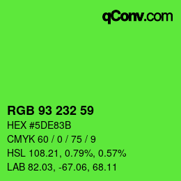 颜色代码: RGB 93 232 59 | qconv.com