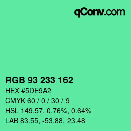カラーコード: RGB 93 233 162 | qconv.com