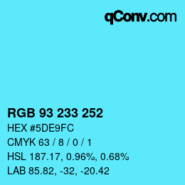 Color code: RGB 93 233 252 | qconv.com