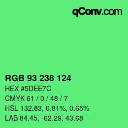 Código de color: RGB 93 238 124 | qconv.com