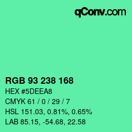 Color code: RGB 93 238 168 | qconv.com