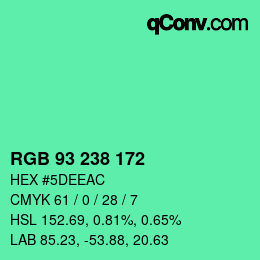 Color code: RGB 93 238 172 | qconv.com